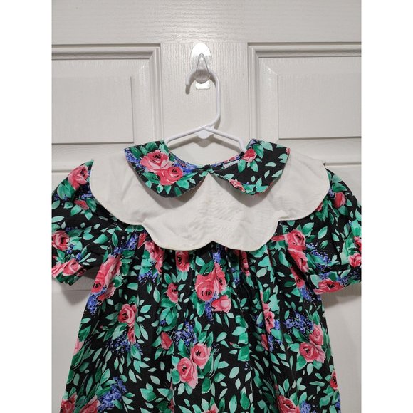Vtg Girls Dress Floral Size 4 Little Grown Ups Double Collared Easter Spring - Picture 2 of 7
